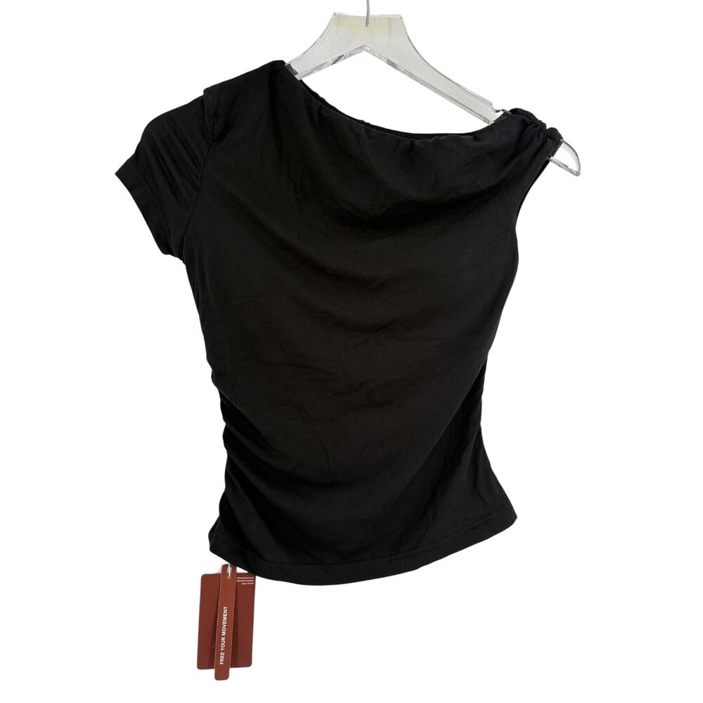 OGL Top Size S NEW Classic Black Tee Asymmetrical Shoulder Strap